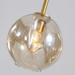 Lampadario moderno contemporaneo a 7 luci con paralume in vetro trasparente e lampada
