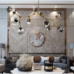 Lampadario dorato a 10 luci con paralume in vetro, stile moderno e contemporaneo