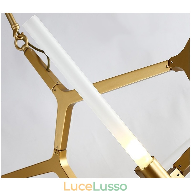 Lampadario moderno contemporaneo a 6 luci a 2 livelli (nero dorato)