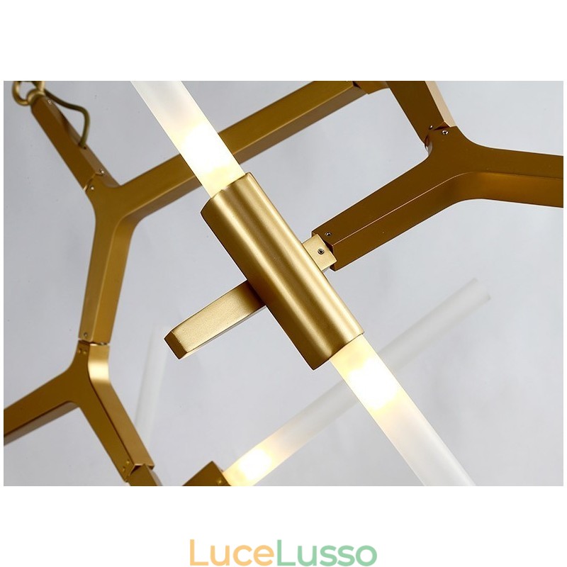Lampadario moderno contemporaneo a 6 luci a 2 livelli (nero dorato)