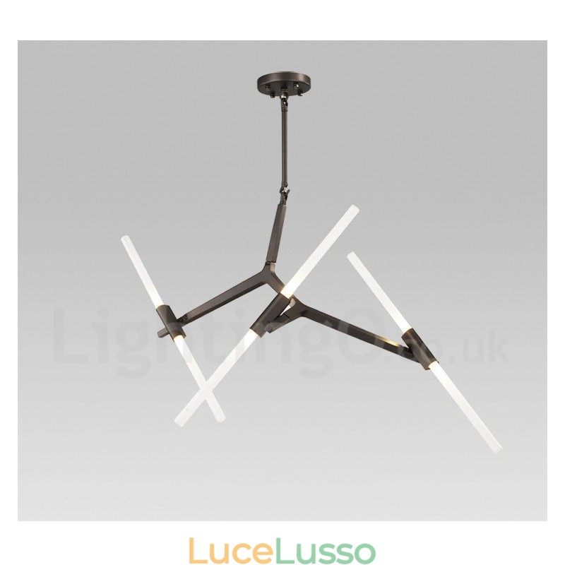 Lampadario moderno contemporaneo a 6 luci a 2 livelli (nero dorato)