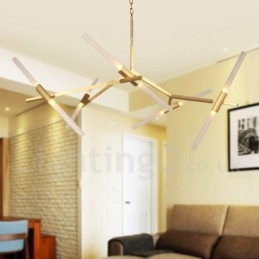 Lampadario moderno contemporaneo a 10 luci (nero dorato)