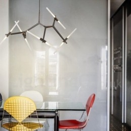 Lampadario moderno contemporaneo a 10 luci (nero dorato)