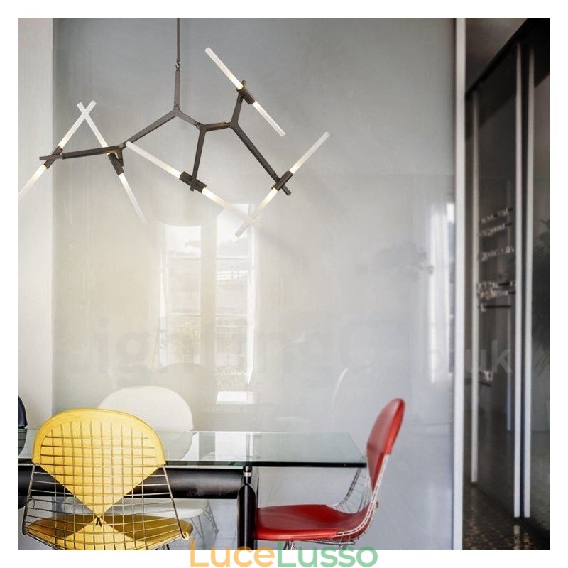 Lampadario moderno contemporaneo a 10 luci (nero dorato)