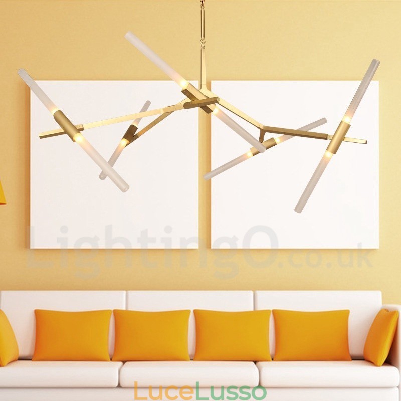 Lampadario moderno contemporaneo a 10 luci (nero dorato)