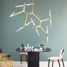 Lampadario moderno contemporaneo a 12 luci (nero dorato)