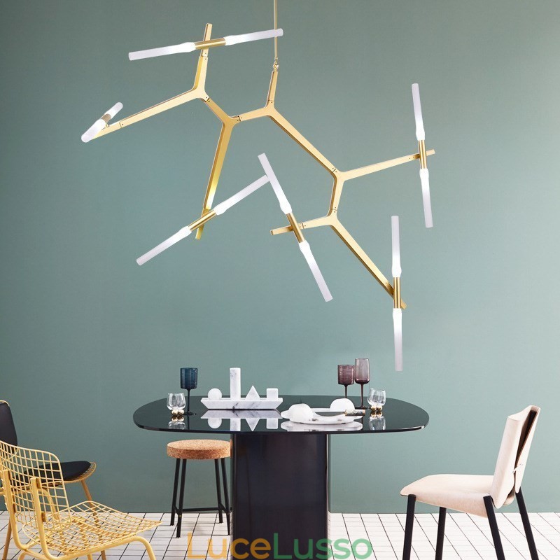 Lampadario moderno contemporaneo a 12 luci (nero dorato)