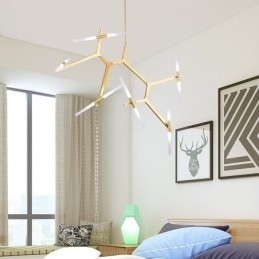 Lampadario moderno contemporaneo a 12 luci (nero dorato)