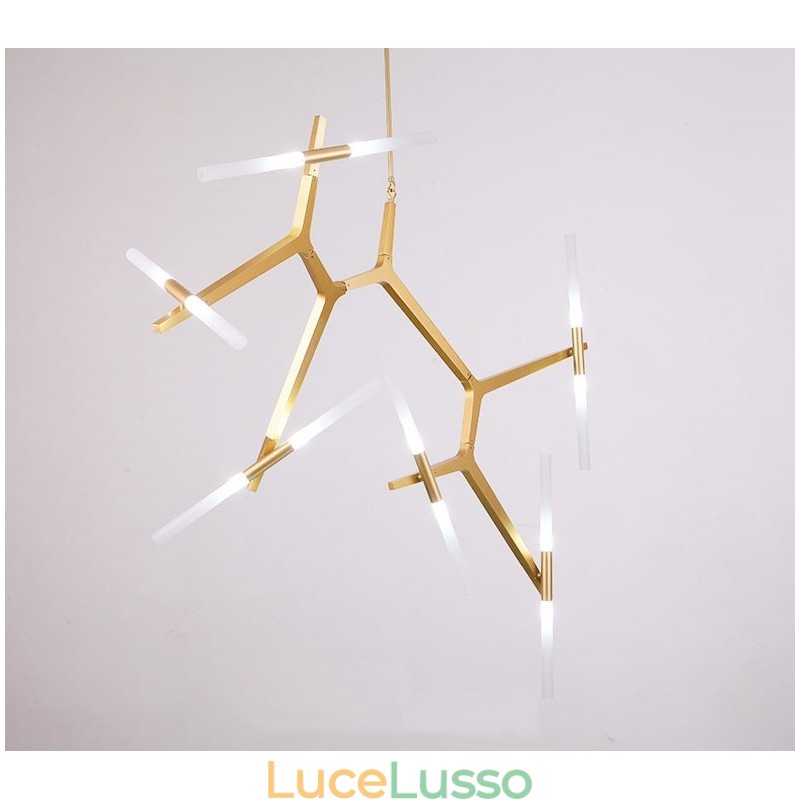 Lampadario moderno contemporaneo a 12 luci (nero dorato)
