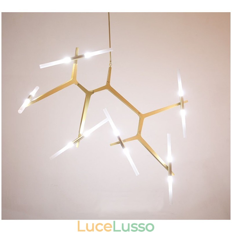 Lampadario moderno contemporaneo a 12 luci (nero dorato)