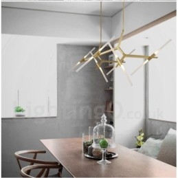 Lampadario moderno contemporaneo a 12 luci (nero dorato)