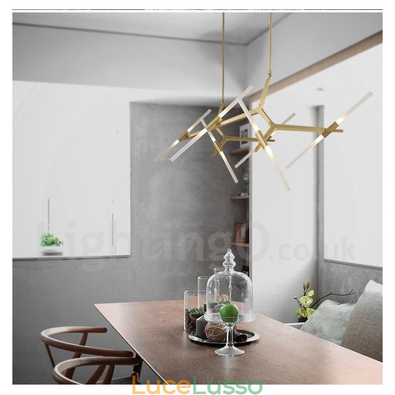 Lampadario moderno contemporaneo a 12 luci (nero dorato)