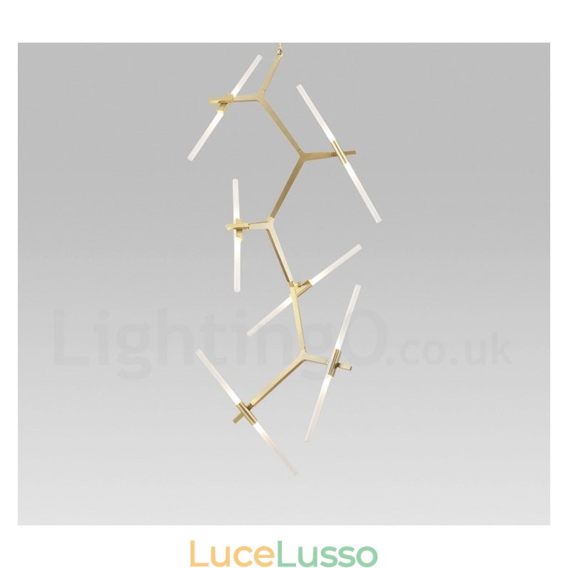 Lampadario moderno contemporaneo a 12 luci (nero dorato)