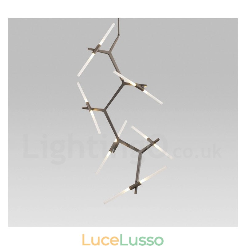 Lampadario moderno contemporaneo a 12 luci (nero dorato)
