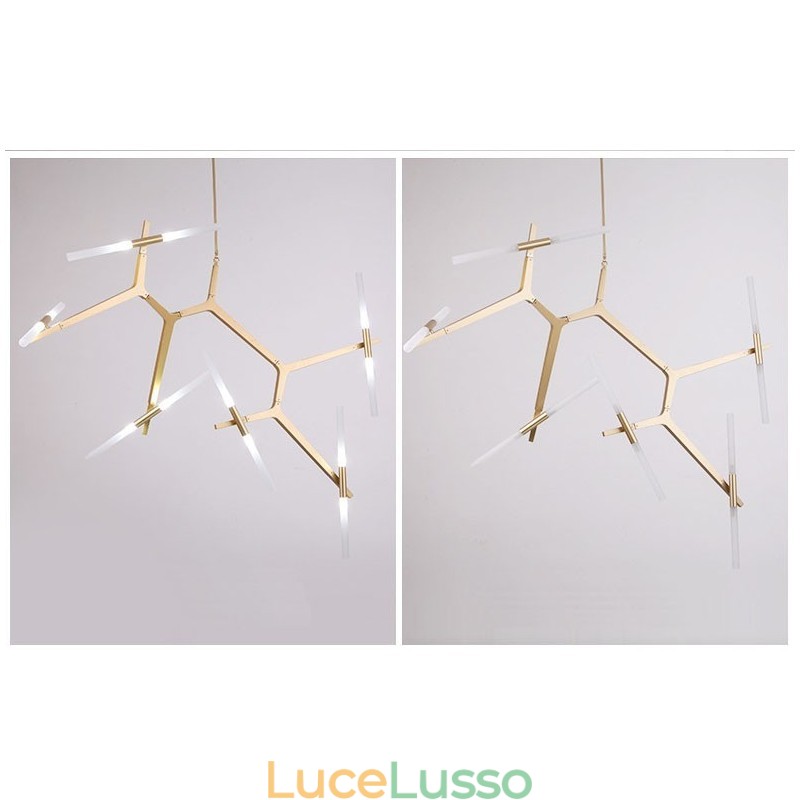 Lampadario moderno contemporaneo a 12 luci (nero dorato)