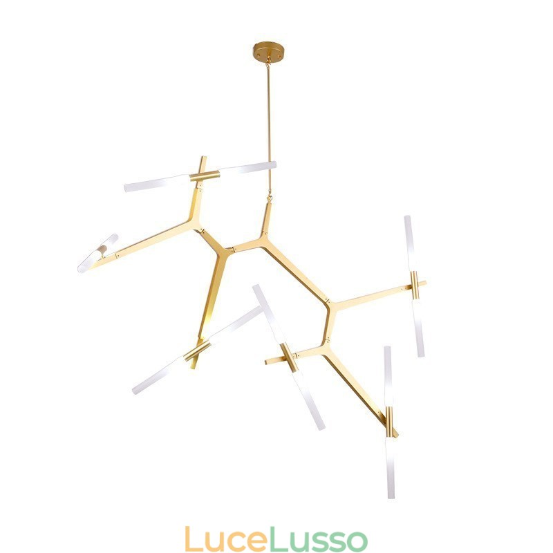 Lampadario moderno contemporaneo a 12 luci (nero dorato)