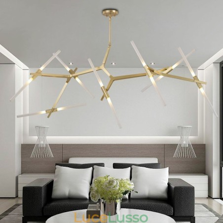 Lampadario moderno contemporaneo a 14 luci (nero dorato) Lampadario moderno contemporaneo a 14 luci (nero dorato)