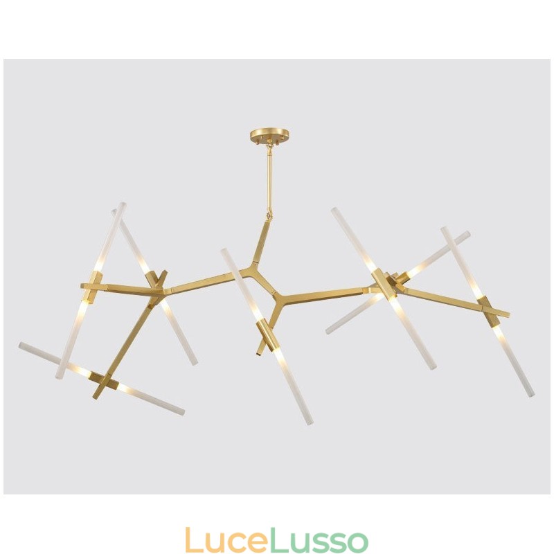 Lampadario moderno contemporaneo a 14 luci (nero dorato)