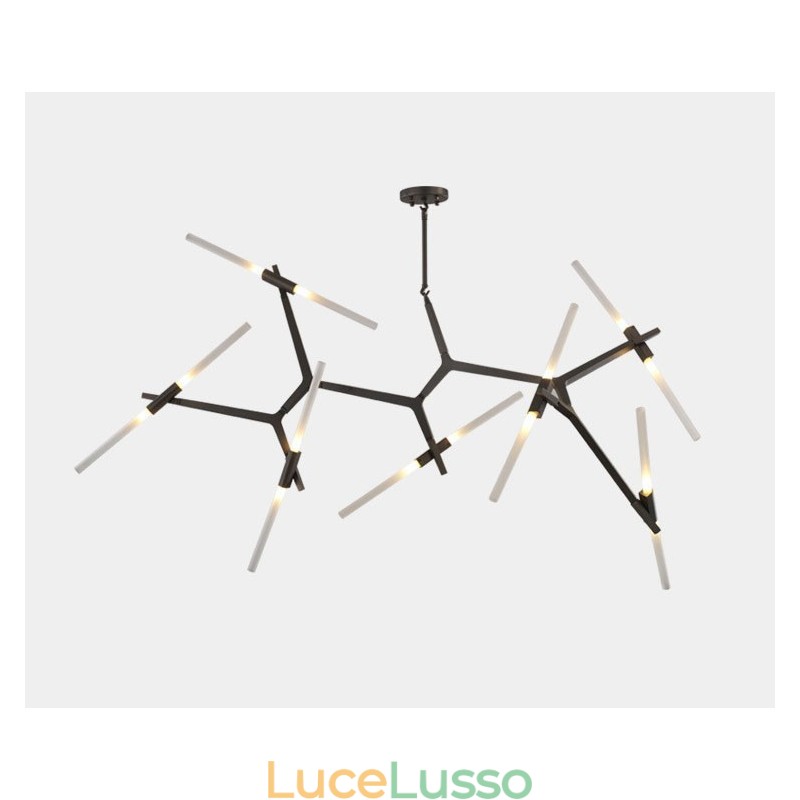 Lampadario moderno contemporaneo a 14 luci (nero dorato)