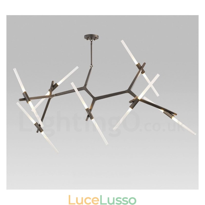 Lampadario moderno contemporaneo a 14 luci (nero dorato)