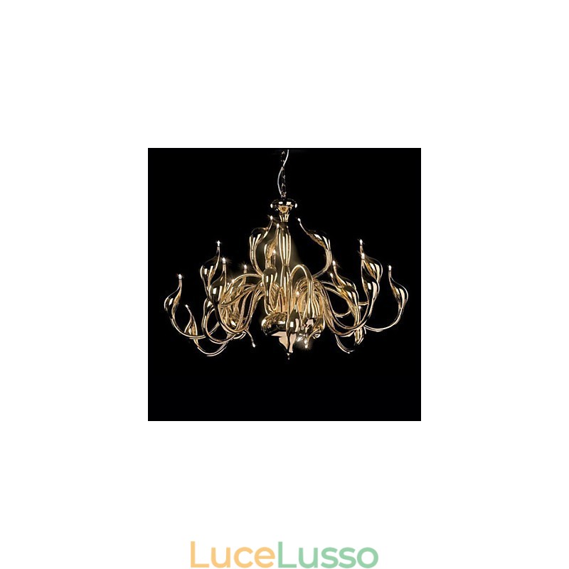 Lampadario moderno 24 luci G4 placcato oro