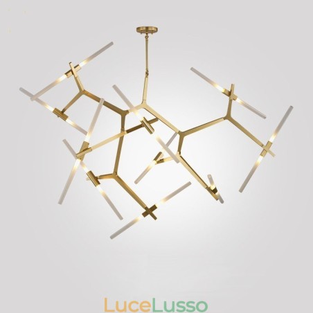 Lampadario moderno contemporaneo a 20 luci (nero dorato) Lampadario moderno contemporaneo a 20 luci (nero dorato)
