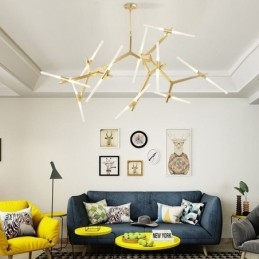 Lampadario moderno contemporaneo a 20 luci (nero dorato)