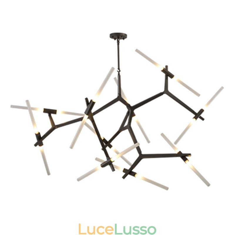 Lampadario moderno contemporaneo a 20 luci (nero dorato)
