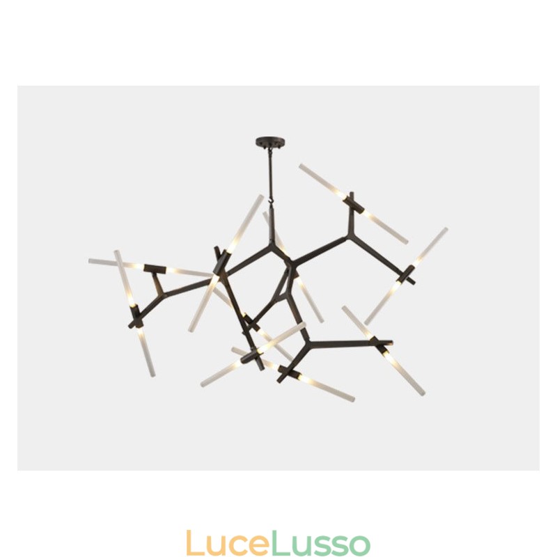 Lampadario moderno contemporaneo a 20 luci (nero dorato)