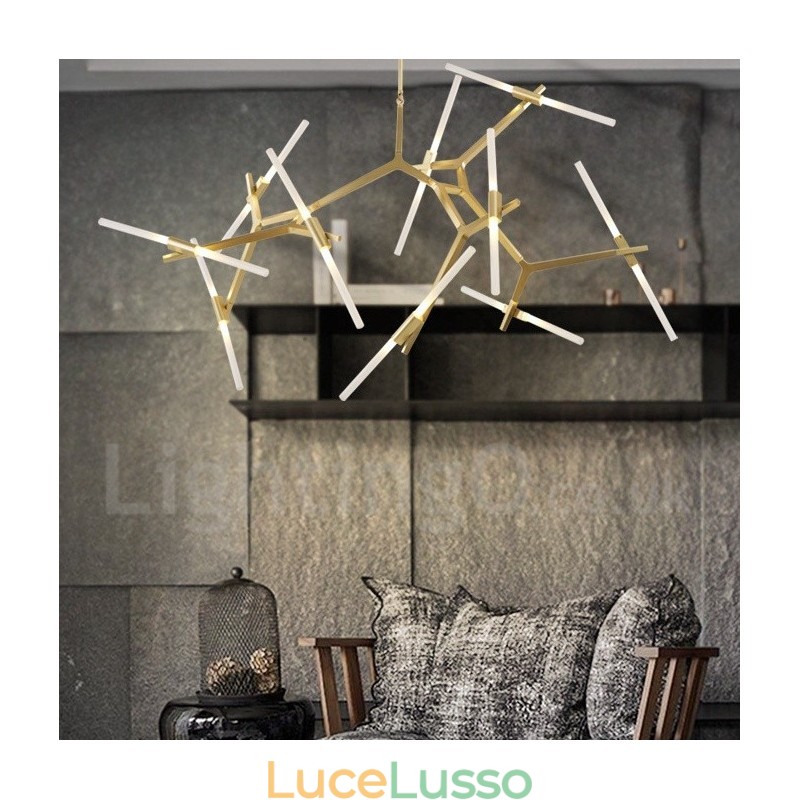 Lampadario moderno contemporaneo a 20 luci (nero dorato)