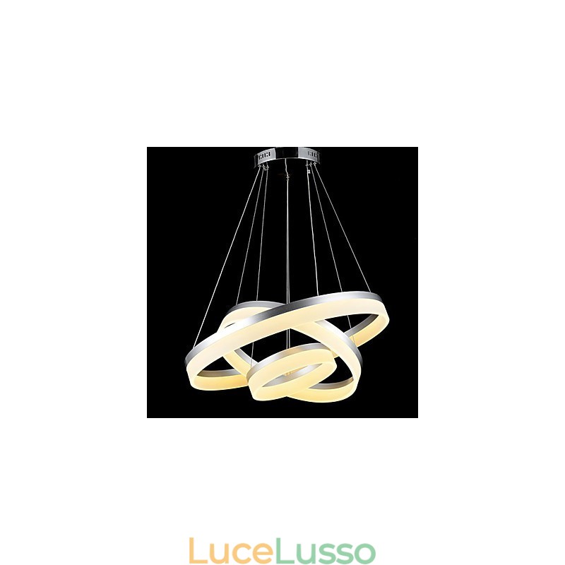 Lampada a sospensione rotonda moderna in acrilico, lampade da soffitto di lusso a tre anelli