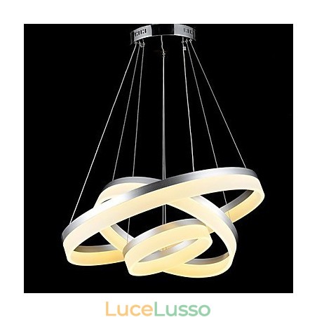 Lampada a sospensione rotonda moderna in acrilico, lampade da soffitto di lusso a tre anelli Lampada a sospensione rotonda moderna in acrilico, lampade da soffitto di lusso a tre anelli