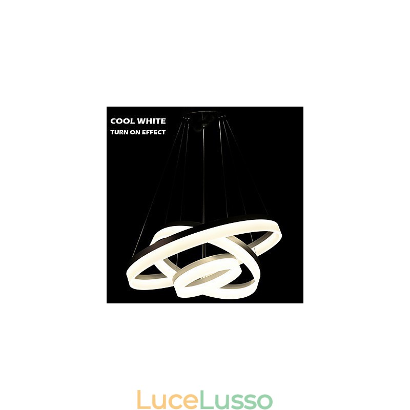 Lampada a sospensione rotonda moderna in acrilico, lampade da soffitto di lusso a tre anelli