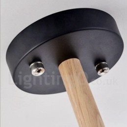 Lampadario moderno contemporaneo a 6 luci a un livello in legno con tessuto a tamburo (nero bianco)