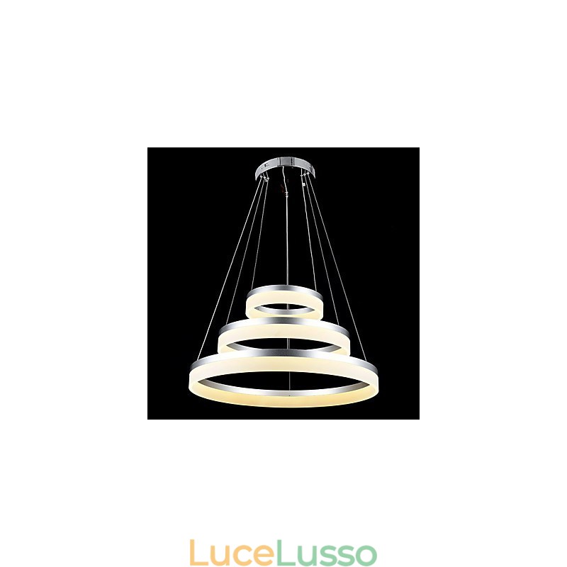 Lampada a sospensione rotonda moderna in acrilico, lampade da soffitto di lusso a tre anelli