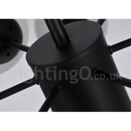 Lampadario in metallo nero a 12 luci e 2 livelli con paralume in vetro, stile moderno e contemporaneo
