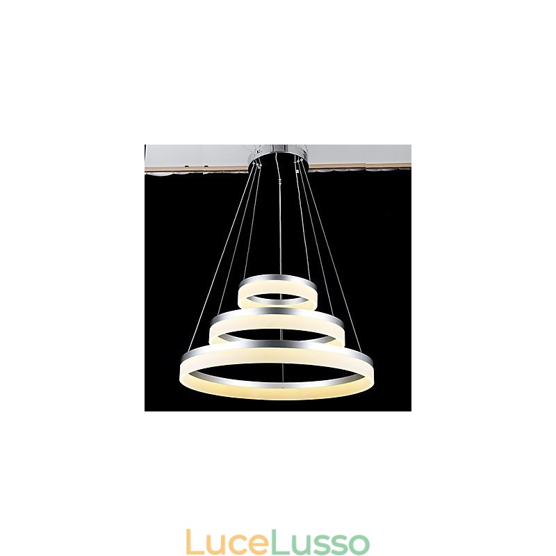 Lampada a sospensione rotonda moderna in acrilico, lampade da soffitto di lusso a tre anelli