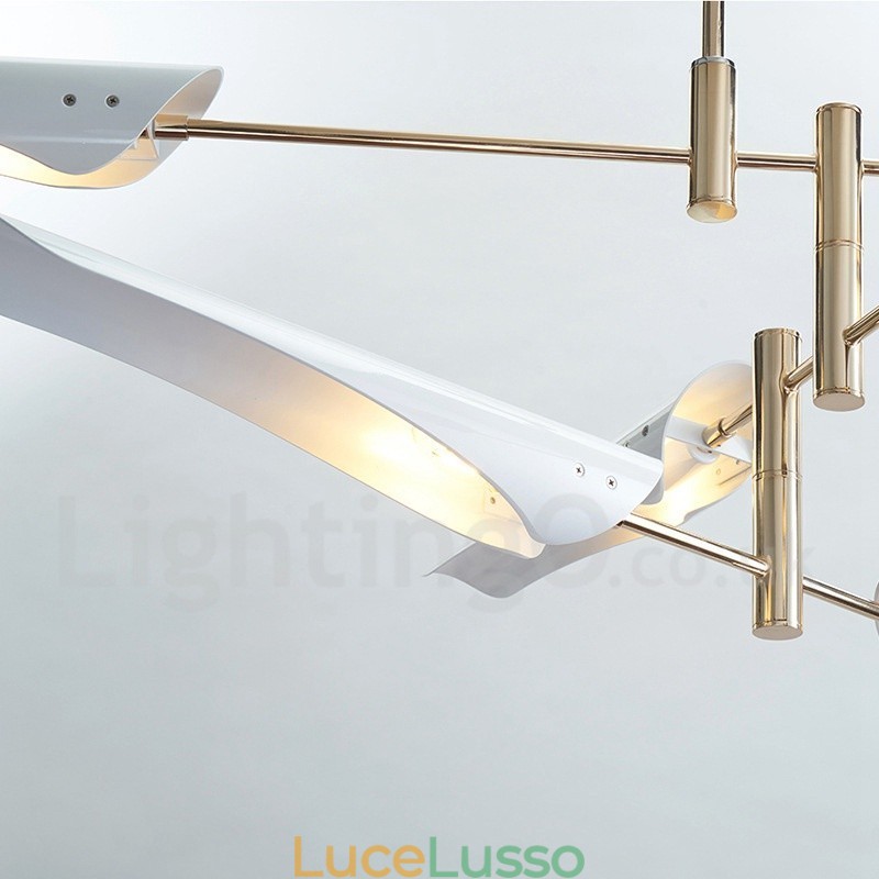 Lampadario moderno contemporaneo a 2 livelli e 4 luci
