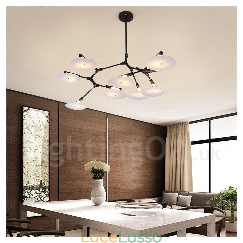 Lampadario moderno contemporaneo a 8 luci nero