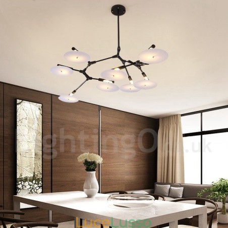 Lampadario moderno contemporaneo a 8 luci nero Lampadario moderno contemporaneo a 8 luci nero
