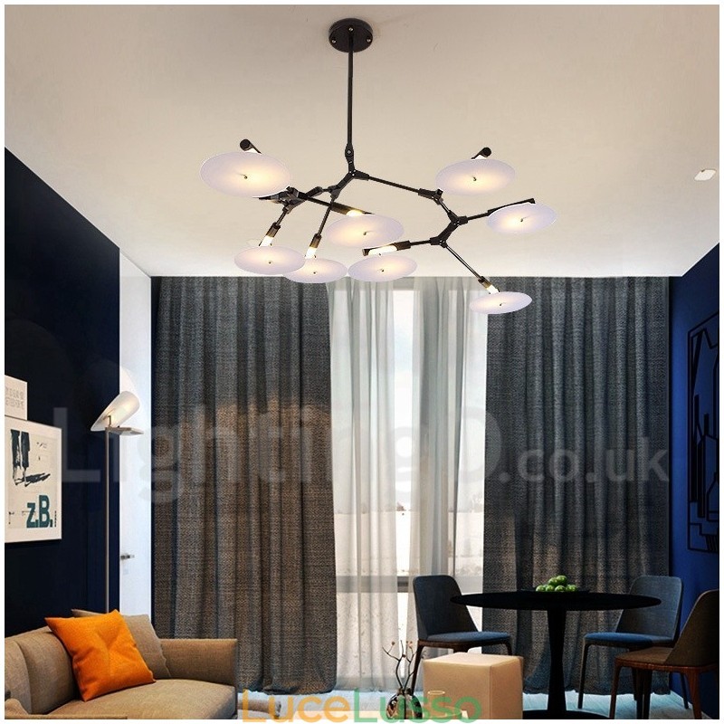 Lampadario moderno contemporaneo a 8 luci nero