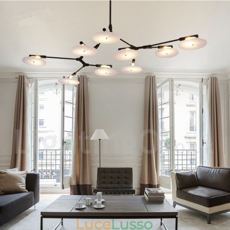 Lampadario moderno contemporaneo a 9 luci nero Lampadario moderno contemporaneo a 9 luci nero