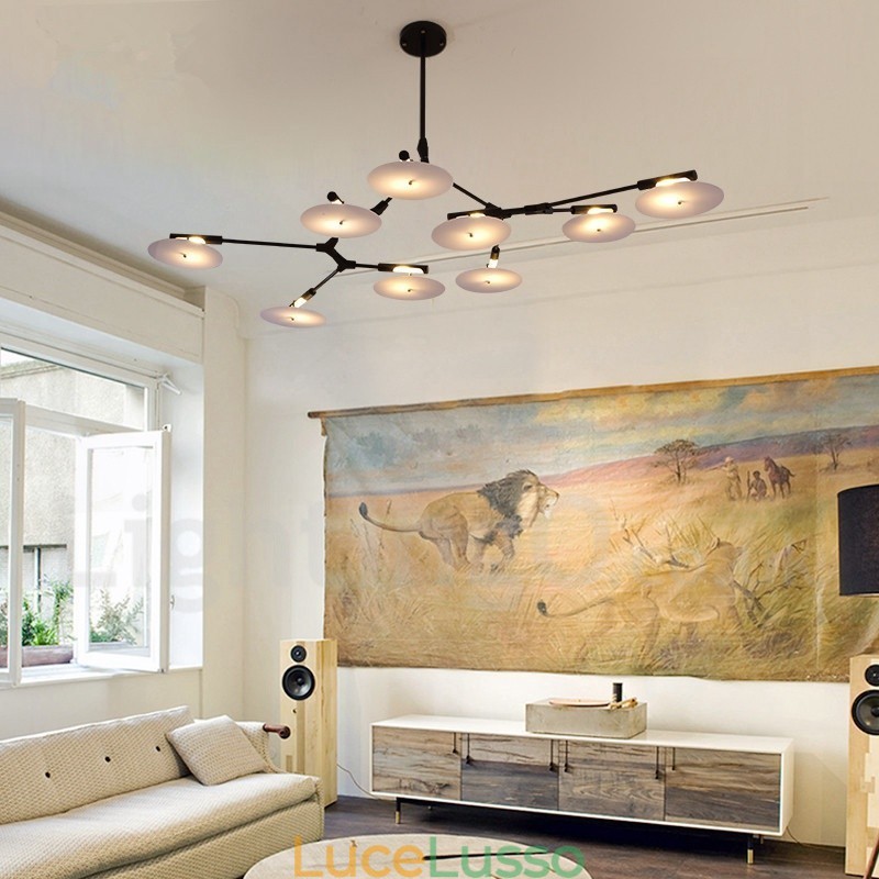 Lampadario moderno contemporaneo a 9 luci nero