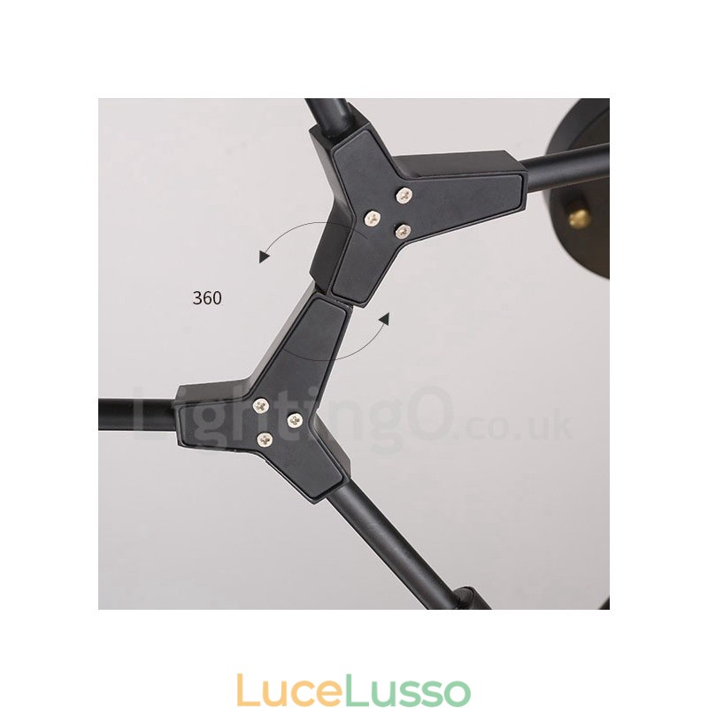 Lampadario moderno contemporaneo a 9 luci nero