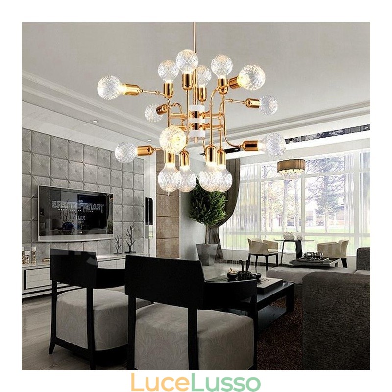 Lampadario moderno contemporaneo a 4 livelli con 16 luci