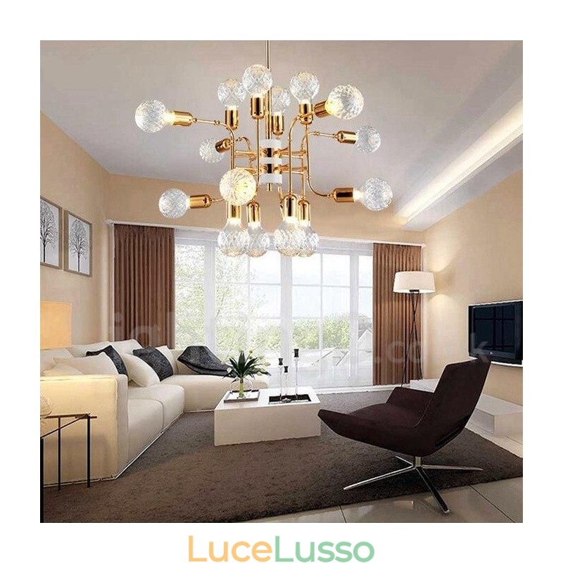 Lampadario moderno contemporaneo a 4 livelli con 16 luci