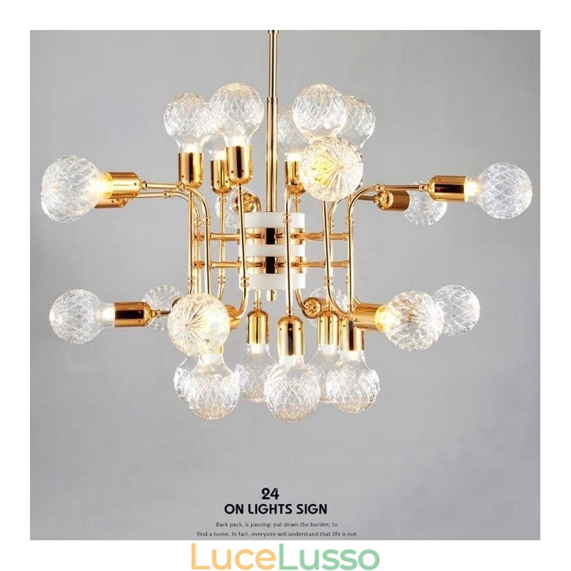 Lampadario moderno contemporaneo a 4 livelli con 24 luci