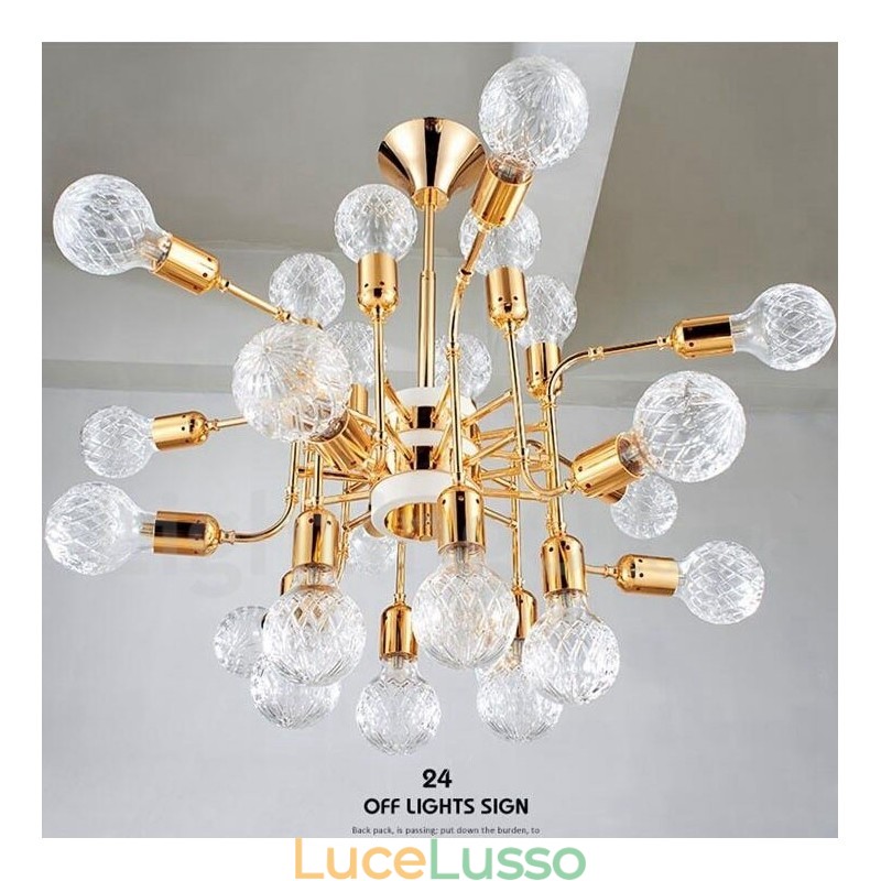 Lampadario moderno contemporaneo a 4 livelli con 24 luci
