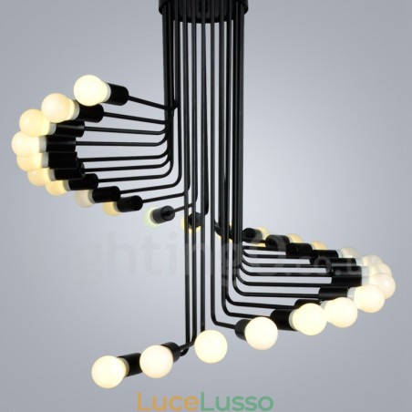 Lampadario moderno contemporaneo vintage retrò nero da 26 luci Lampadario moderno contemporaneo vintage retrò nero da 26 luci