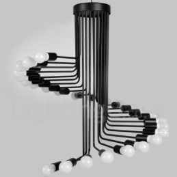 Lampadario moderno contemporaneo vintage retrò nero da 26 luci